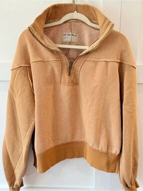 We The Free Orange Quarter-Zip Pullover Sweater
